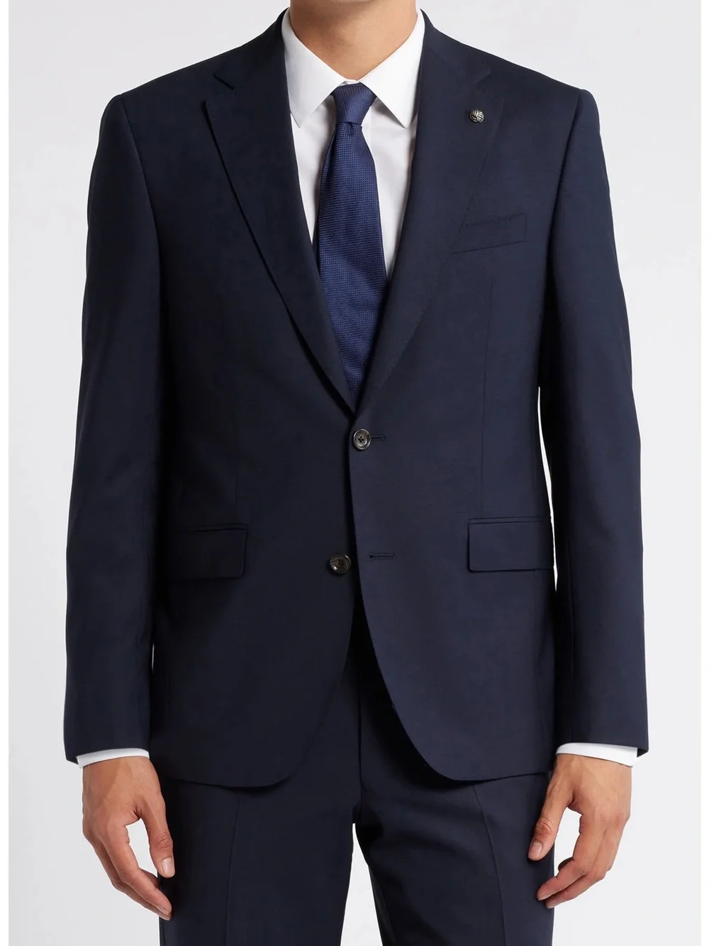 Jack Victor Men's Classic Navy Two-Button Wool Suit Jacket - 40R